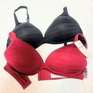 NWT 38B Warner Blissful Benefits Wireless Lift padded T-shirt Bras 2 pk RN169988